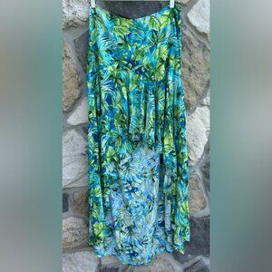Venus High Low Maxi Skirt Size 10 Green Blue Tropical Resort Wear Beach Vacation